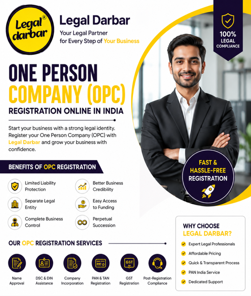 One Person Company (OPC) Registration in India: